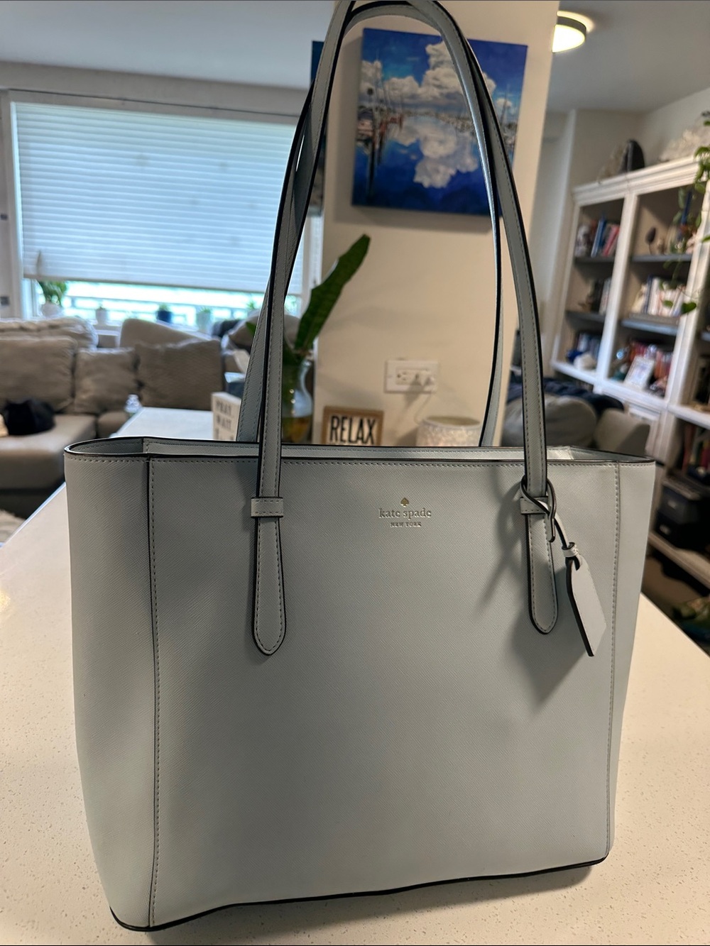 kate spade Light Blue Saffiano Leather Tote